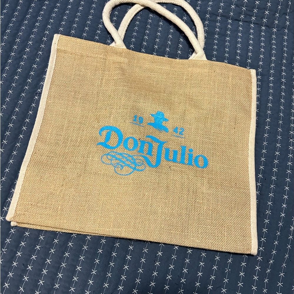 Don Julio Logo Jute Tote Bag in Bright Blue